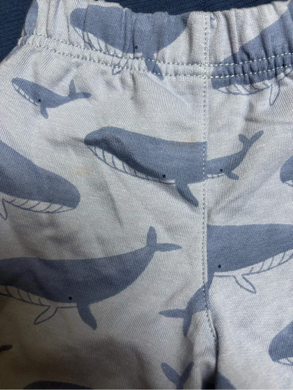 Carter's Navy Short-Sleeve Henley with Light Blue Whale Print Shorts